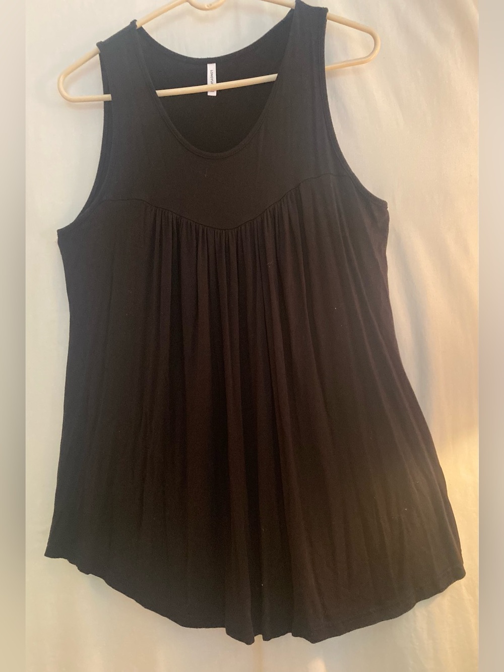 Longyuan Black Sleeveless Pleated Women's Tank Top Size XL